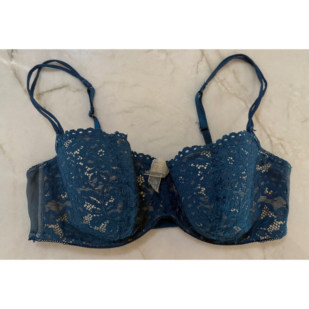 b.tempt'd by Wacoal Ciao Bella Balconette Bra Teal Blue Lace 953144 36DD